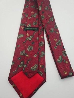 M Bardelli Red Floral pattern Mens Silk Tie Classic Designer Necktie Formal BX5 Vintage Retro