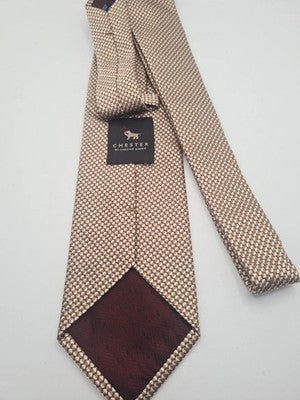 Chester Barrie Gold Geometric Mens Silk Tie Classic Designer Necktie Formal BX9 Vintage Retro
