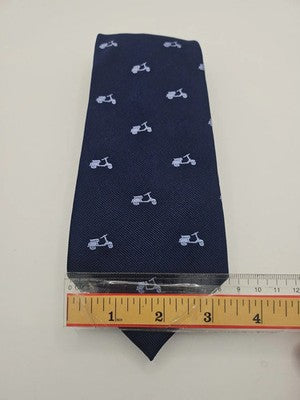 T.M Lewin Blue Scooter Vespa Pattern Mens Silk Tie Wedding Formal Neck Tie BX16 Vintage Retro