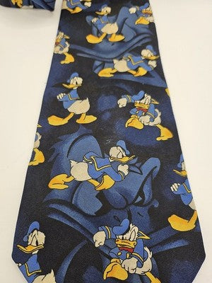 Disney Store Silk Tie Mens Blue Donald Duck Novelty Vtg Wedding Neck Clearance Vintage Retro