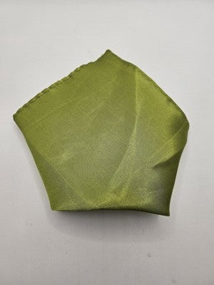 Mens Pocket Square Olive Vtg Retro Wedding Pre-Loved Vintage Poly 8''-10'' Silk Handkerchief