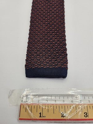 White Stuff Skinny Knitted Orange Tie Men Geometric Square End Necktie Mod Mens Vintage Retro
