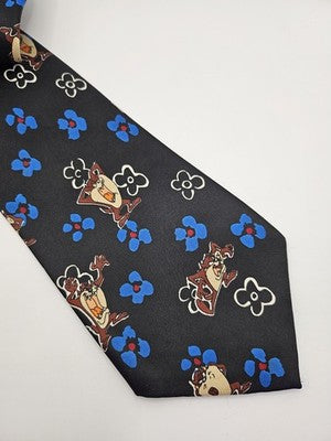 Picasso Silk Tie Mens Black Blue Taz Looney Tunes Novelty Floral Neck Clearance Vintage Retro