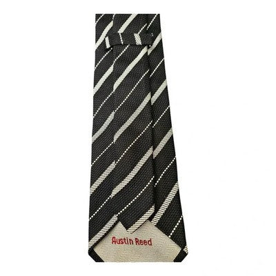 Austin Reed Black and Grey Striped Tie Mens Vintage Retro Wedding Formal Designer Classic