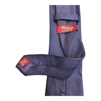 TM Lewin Navy Blue Plain Silk Tie Mens Vintage Retro Wedding Formal Designer Classic Necktie