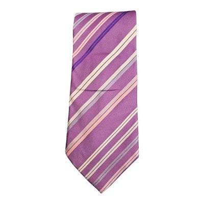 TM Lewin Purple and Pink Striped Silk Tie Mens Vintage Retro Wedding Formal Designer Classic