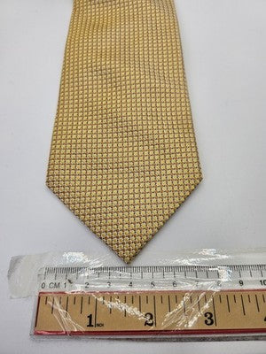 Charles Tyrwhitt Silk Tie Mens Gold Yellow Geometric Check Wedding Neck Tie Vintage Retro