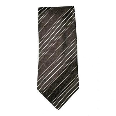 Baumler Black and White Striped Silk Tie Mens Vintage Retro Wedding Formal Designer Classic