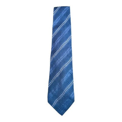 Jaeger Blue Woven Stripe Silk Tie Mens Vintage Retro Wedding Formal Designer Classic Necktie