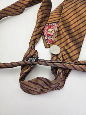 Paul Smith Silk Tie Mens Gold Purple Striped Vtg Wedding Neck Tie Clearance Vintage Retro