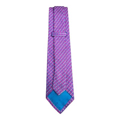 TM Lewin Purple Check Silk Tie Mens Vintage Retro Wedding Formal Designer Classic Necktie