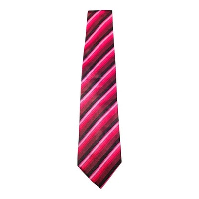 John Lewis Chunky Satin Red and Black Striped Tie Mens Vintage Retro Wedding Formal Designer