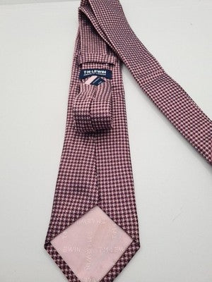 T.M Lewin Hounds tooth Pattern Mens Silk Tie Classic Designer Necktie BX1 Vintage Retro Wedding