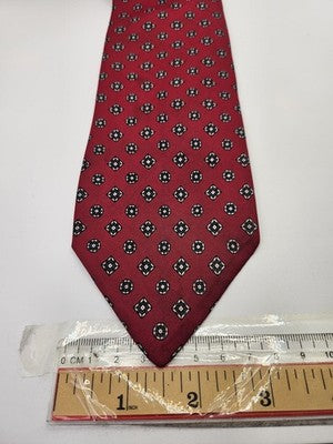 Brooks Brothers Silk Tie Mens Red Navy Geometric Foulard Vtg Wedding Neck Tie Vintage Retro