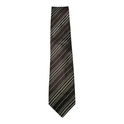 Baumler Black and White Striped Silk Tie Mens Vintage Retro Wedding Formal Designer Classic