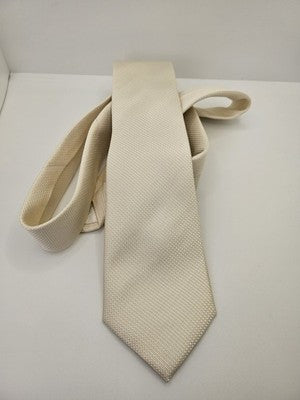 Ted Baker Silk Tie Mens Ivory Cream Textured Woven Vtg Wedding Neck Tie Vintage Retro Formal