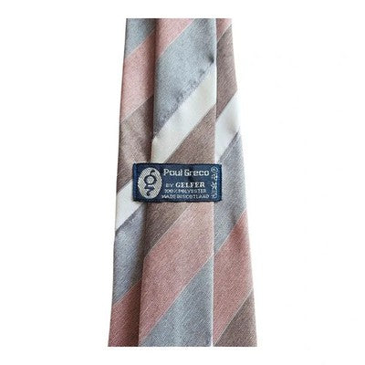 Paul Greco by Gelfer Striped Scottish Made Tie Mens Vintage Retro Wedding Formal Designer