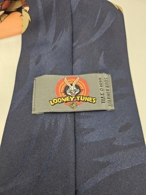 Looney Tunes Silk Tie Mens Blue Taz Tasmanian Devil Novelty Vtg Neck Clearance Vintage Retro