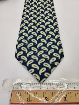 Yves Saint Laurent Silk Tie Mens Blue Green Paisley Vtg Wedding Neck Tie Vintage Retro Formal
