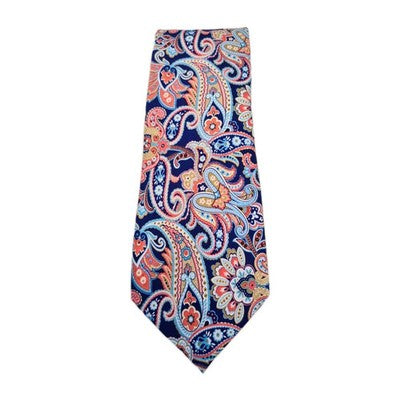 Blue Paisley Pattern Wedding Silk Tie | Designer Mens Tie UK  BX14 Vintage Retro Formal Classic
