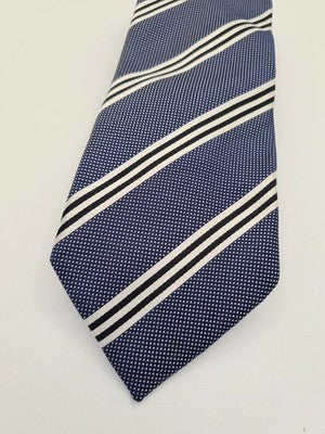 M and S Blue Stripe Formal Work Silk Tie | Designer Mens Tie UK  BX13 Vintage Re Retro Wedding