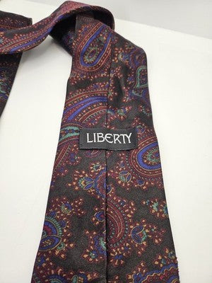 Liberty Silk Tie Mens Multicoloured Paisley Vtg Wedding Neck Tie Vintage Retro Formal Designer