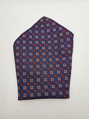 Mens Pocket Square River Vtg Retro Wedding Pre-Loved Vintage Poly 8''-10'' Silk Handkerchief