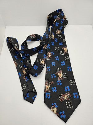 Picasso Silk Tie Mens Black Blue Taz Looney Tunes Novelty Floral Neck Clearance Vintage Retro