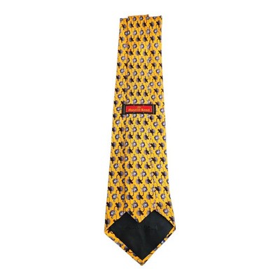 Austin Reed Yellow and Blue Floral Pattern Silk Tie Mens Vintage Retro Wedding Formal Designer