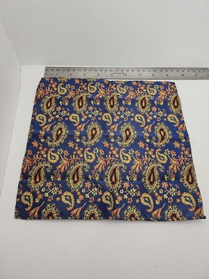 Mens Pocket Square Blue Vtg Retro Wedding Pre-Loved Vintage Poly 8''-10'' Silk Handkerchief