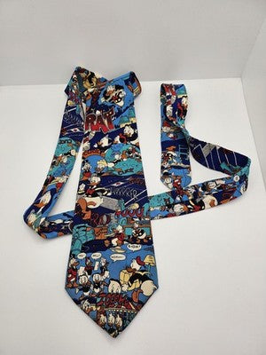 Disney The Rack Silk Tie Mens Blue Donald Duck Comic Novelty Vtg Neck Clearance Vintage Retro