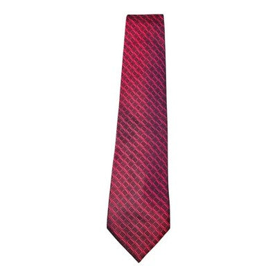 Thomas Nash Deep Red Silk Tie with Geometric Pattern Mens Vintage Retro Wedding Formal Designer