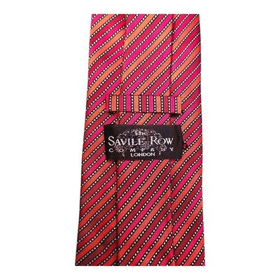 The Savile Row Red and Orange Striped Silk Tie Mens Vintage Retro Wedding Formal Designer