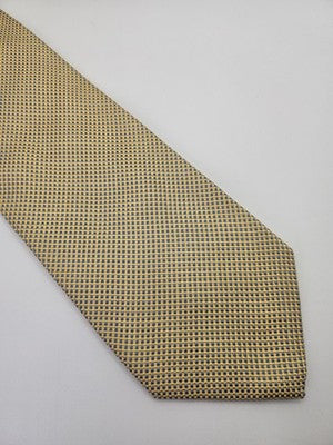 Thomas Pink Silk Tie Mens Yellow Blue Micro Check Geometric Wedding Neck Tie Vintage Retro