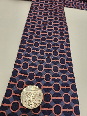Gucci Silk Tie Mens Blue Pink Horsebit Geometric Circles Vtg Wedding Clearance Vintage Retro