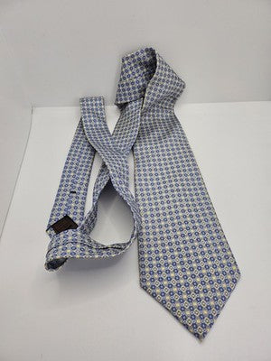 Loewe Silk Tie Mens Blue Yellow Geometric Circles Retro Wedding Neck Clearance Vintage Formal