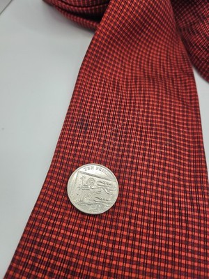 Paul Smith Silk Tie Mens Red Black Checked Blue Spots Vtg Wedding Clearance Vintage Retro