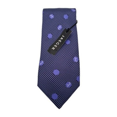 Jaeger NWT Blue Spotted Pattern Mens Silk Tie Classic Designer Necktie BX1 Vintage Retro