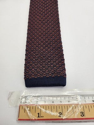 White Stuff Skinny Knitted Orange Tie Men Geometric Square End Necktie Mod Mens Vintage Retro