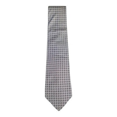 Tom James Grey and Blue Geometric Silk Tie Mens Vintage Retro Wedding Formal Designer Classic