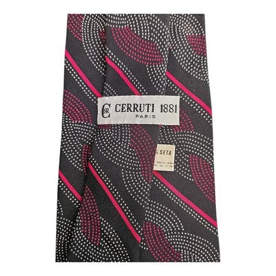 Vintage Cerruti 1881 Black and Red Pattern Tie Mens Retro Wedding Formal Designer Classic