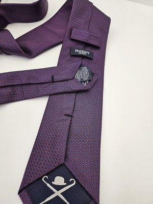 Hackett Silk Tie Mens Purple Blue Red Geometric Diamond Wedding Neck Tie Vintage Retro Formal
