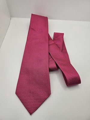 Gieves Silk Tie Mens Pink Textured Diamond Check Vtg Wedding Neck Tie Vintage Retro Formal