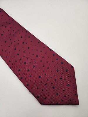 Thomas Pink Silk Tie Mens Red Navy Polka Dot Spotted Wedding Neck Tie Vintage Retro Formal