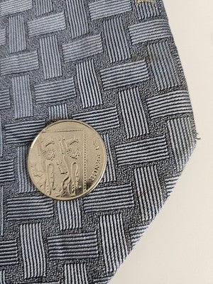 Burberry London Silk Tie Mens Blue Grey Basketweave Geometric Neck Tie Clearance Vintage Retro