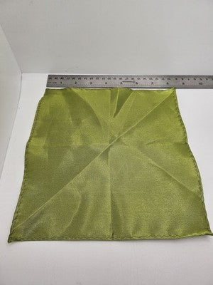 Mens Pocket Square Olive Vtg Retro Wedding Pre-Loved Vintage Poly 8''-10'' Silk Handkerchief
