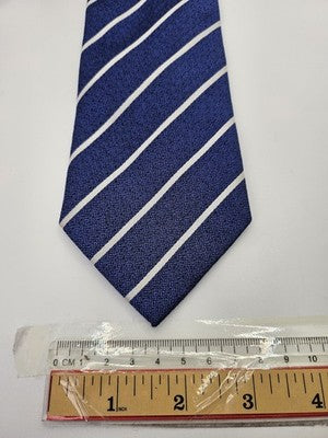 Charles Tyrwhitt Silk Tie Mens Blue White Striped Textured Wedding Neck Tie Vintage Retro