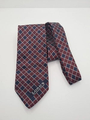 Lords cricket Ground Blue Check Mens Silk Tie Classic Designer Necktie BX12 Vint Vintage Retro