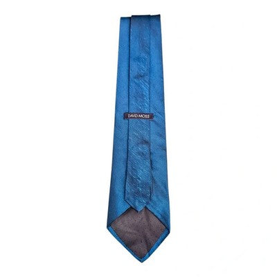 David Moss Electric Blue 2 Tone Silk Tie Mens Vintage Retro Wedding Formal Designer Classic