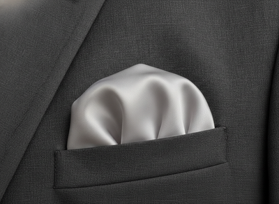 Silk Pocket Square Mens Silver Plain Vtg Wedding Handkerchief Hankie Formal Suit Vintage
